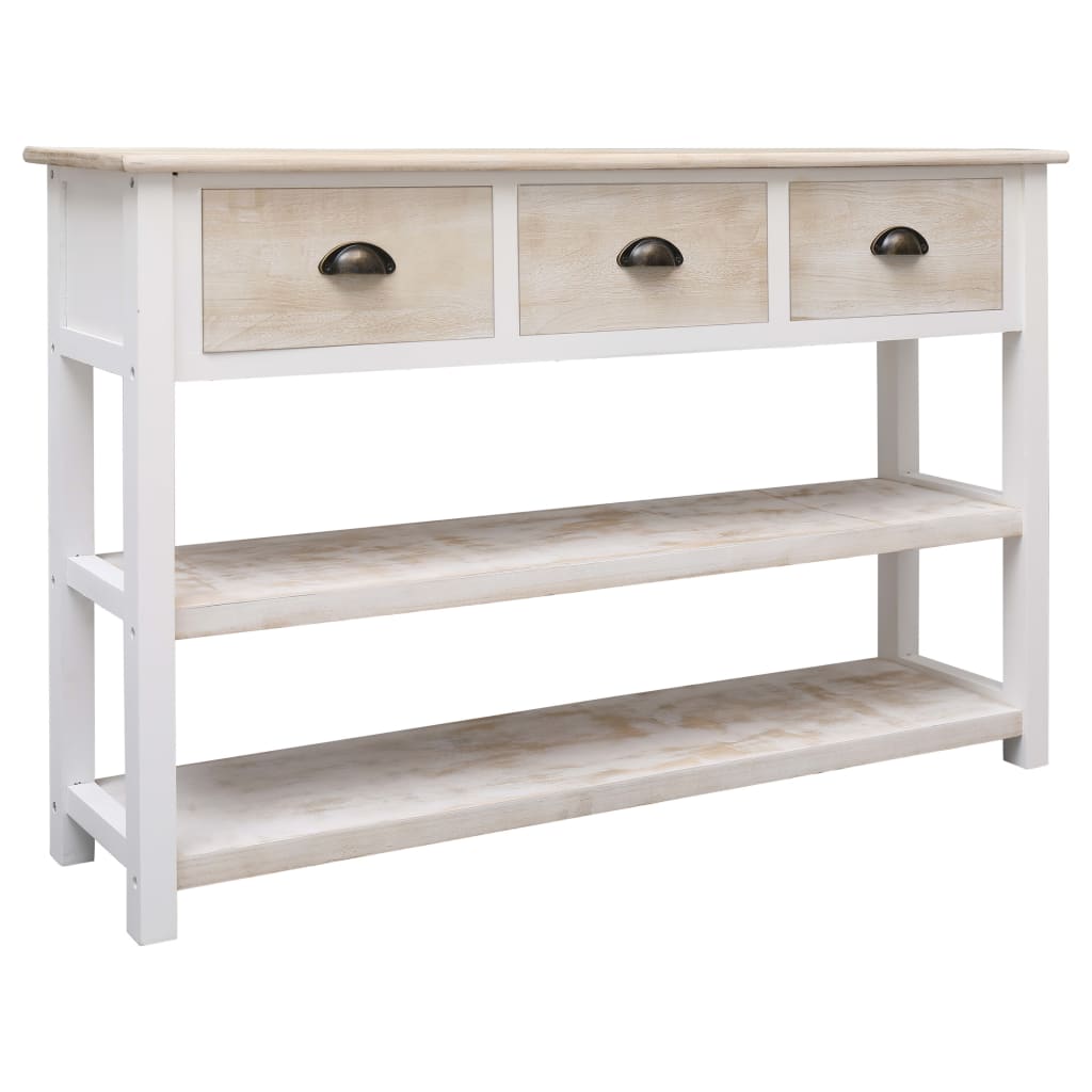 Buffet naturale e bianco 115x30x76 cm legno