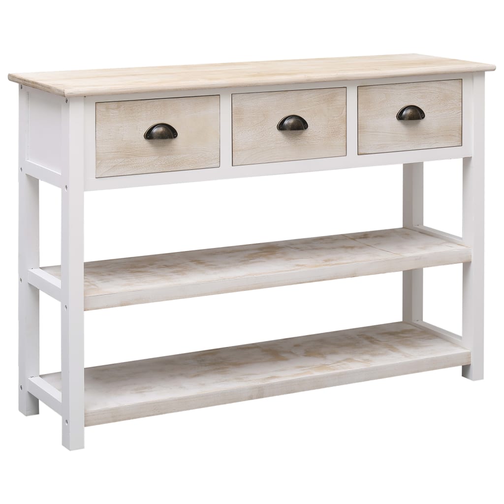 Buffet naturale e bianco 115x30x76 cm legno