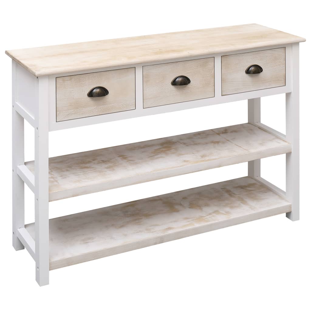 Buffet naturale e bianco 115x30x76 cm legno