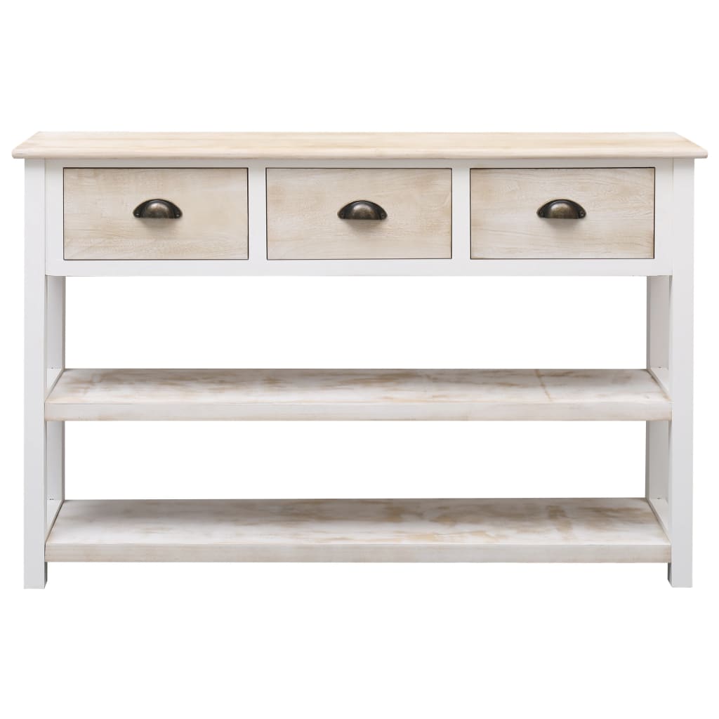 Buffet Naturel et blanc 115x30x76 cm Bois