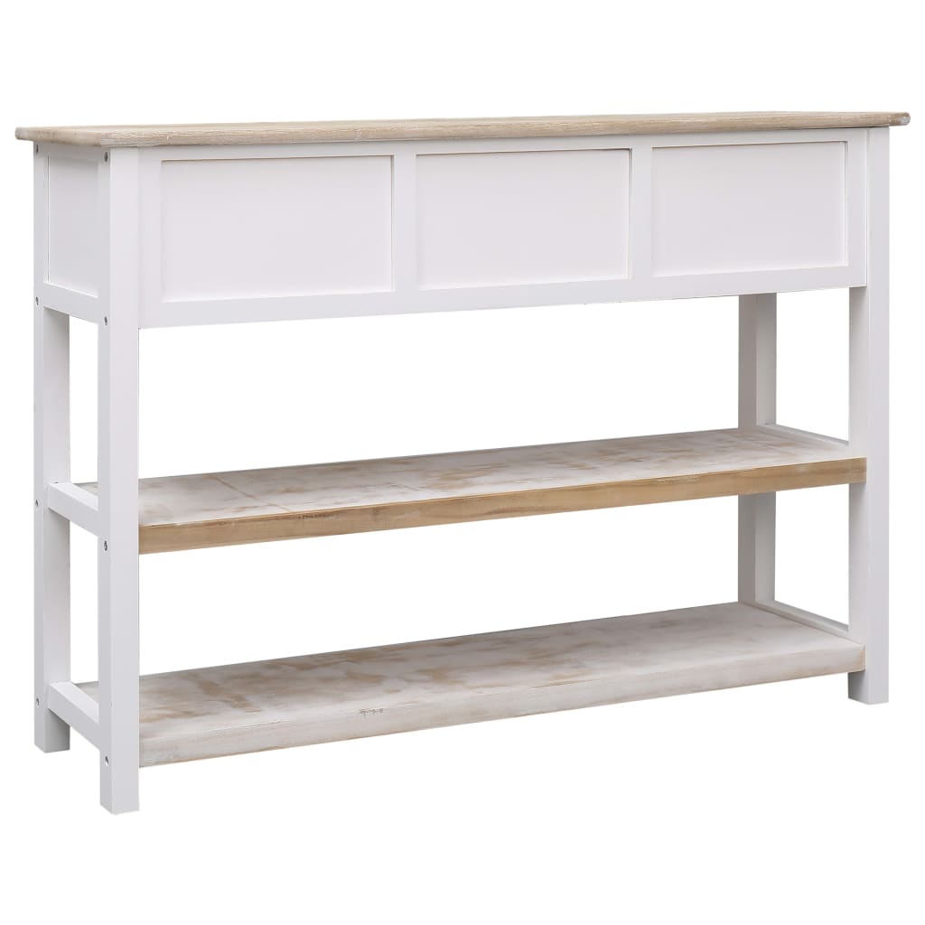 Buffet Naturel et blanc 115x30x76 cm Bois