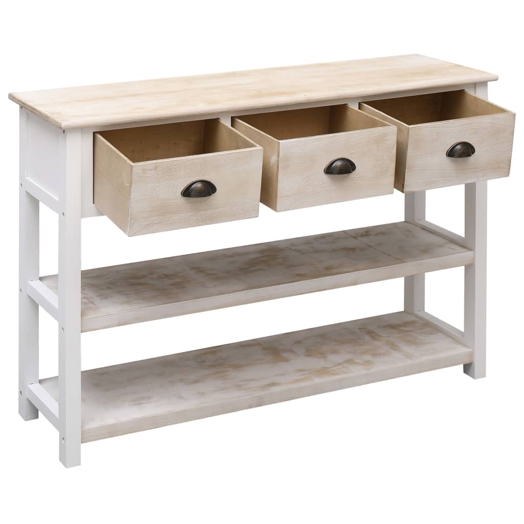 Buffet naturale e bianco 115x30x76 cm legno