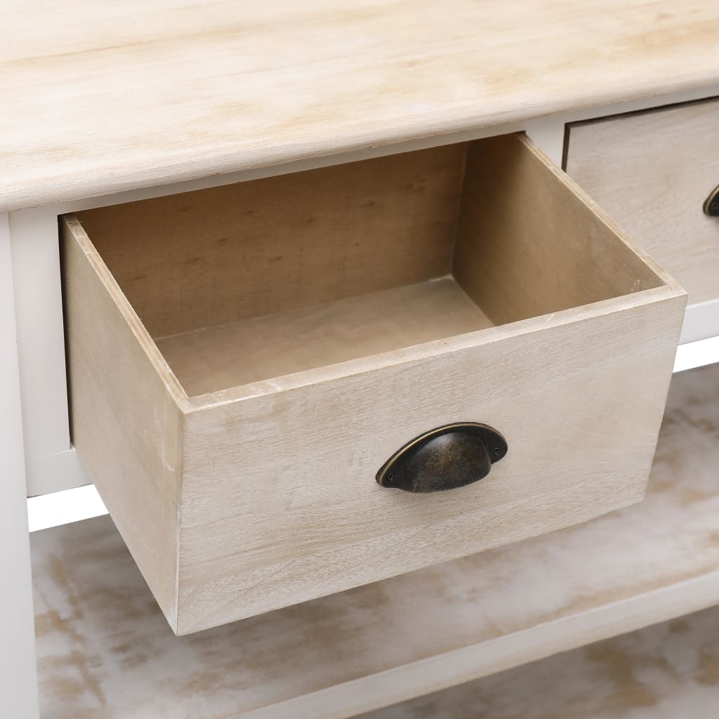 Buffet naturale e bianco 115x30x76 cm legno