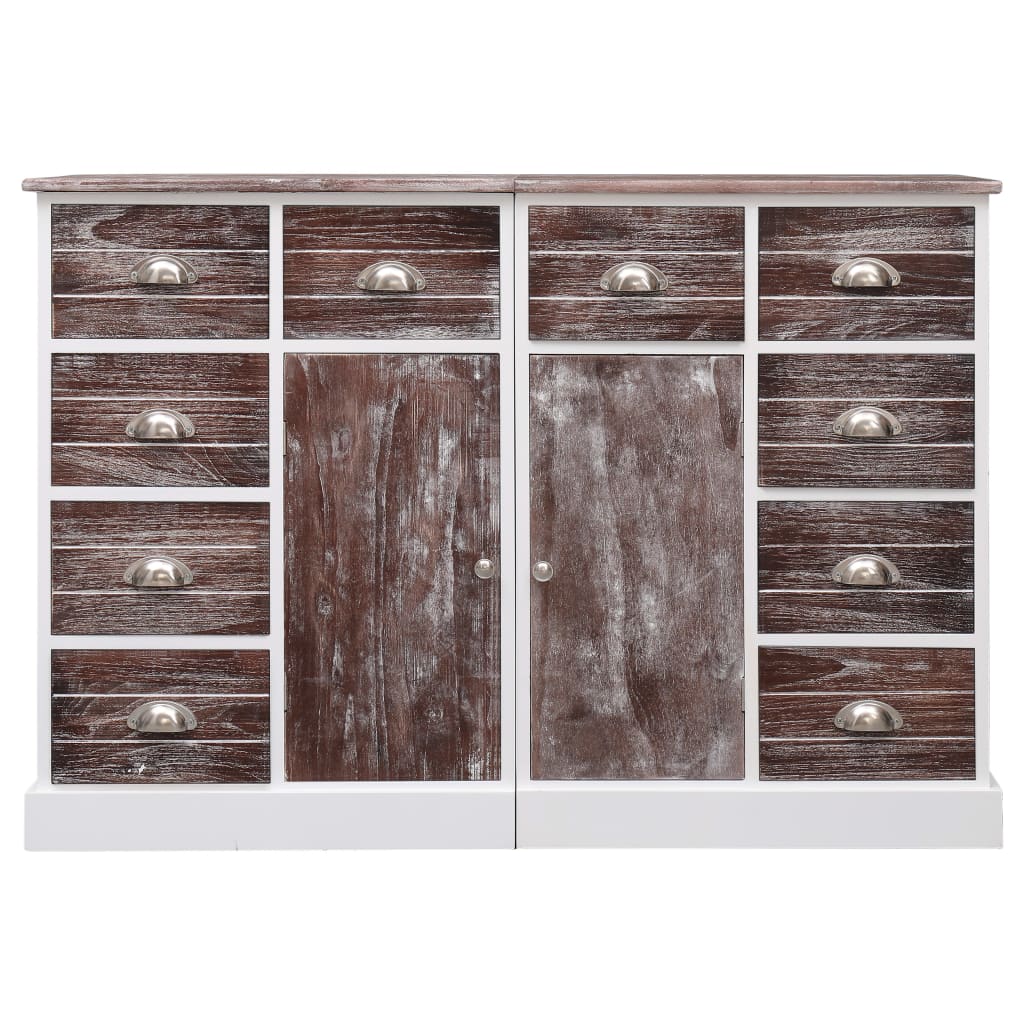 Buffet with 10 brown drawers 113x30x79 cm wood