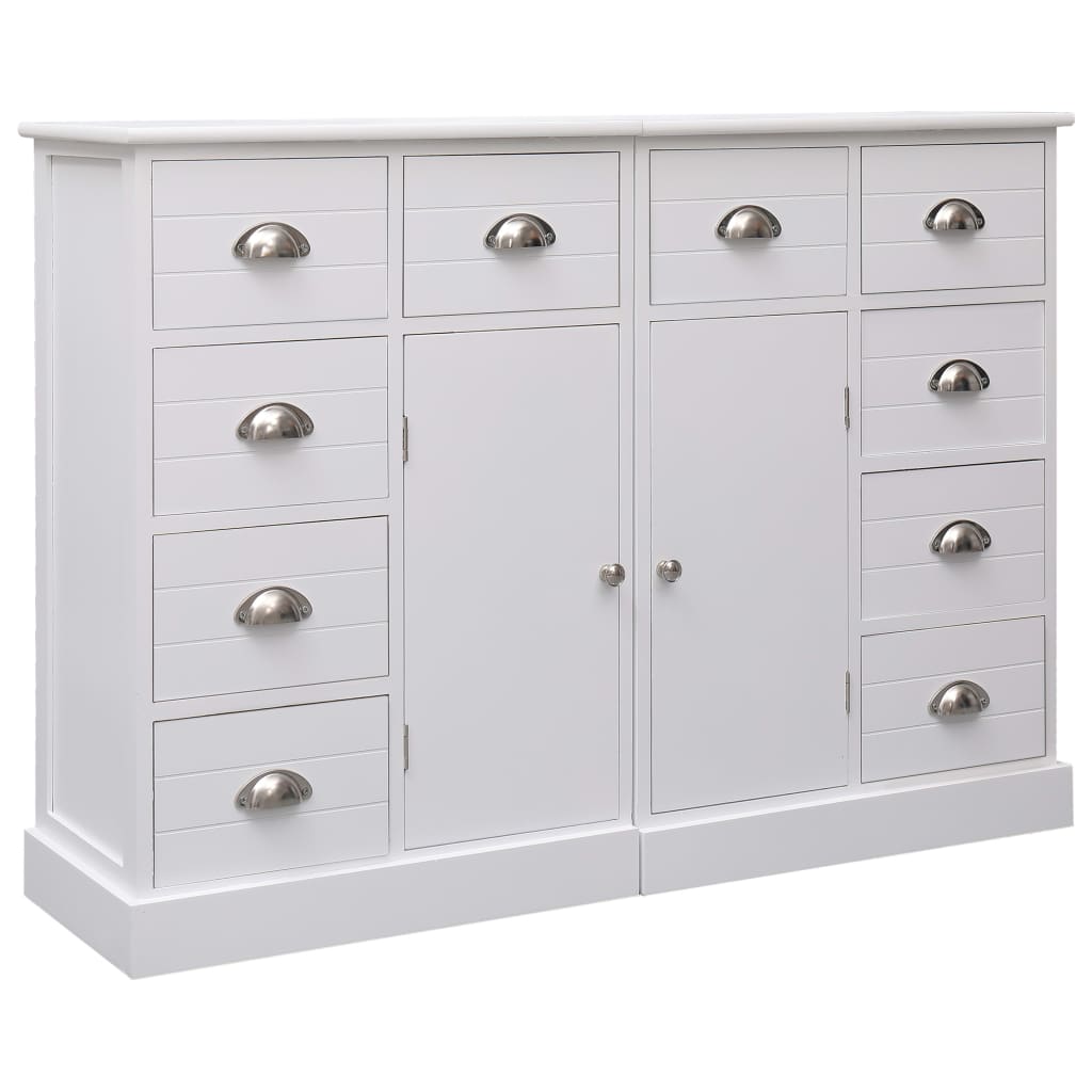 Buffet with 10 white drawers 113x30x79 cm wood