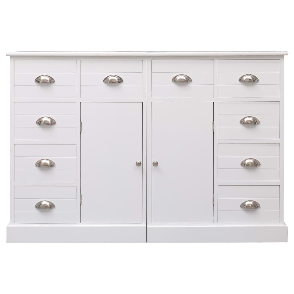 Buffet with 10 white drawers 113x30x79 cm wood