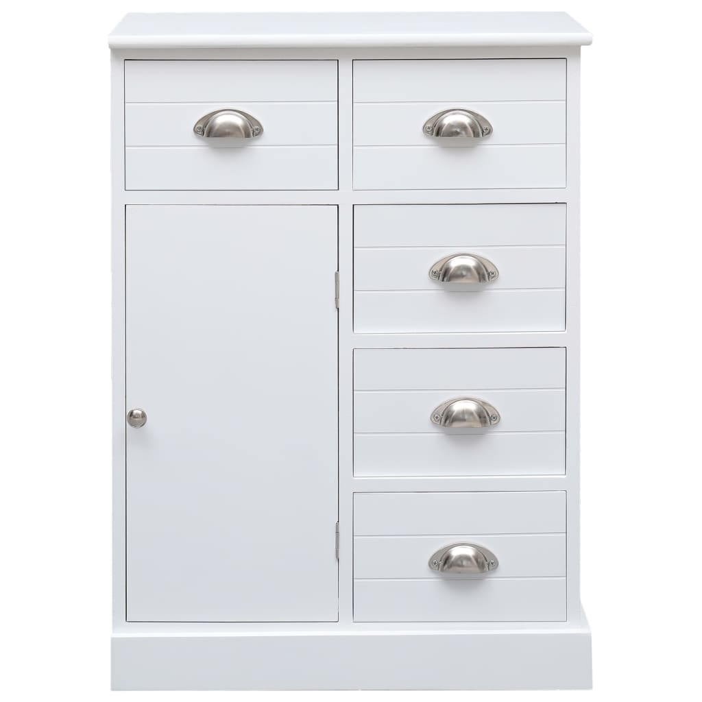 Buffet with 10 white drawers 113x30x79 cm wood