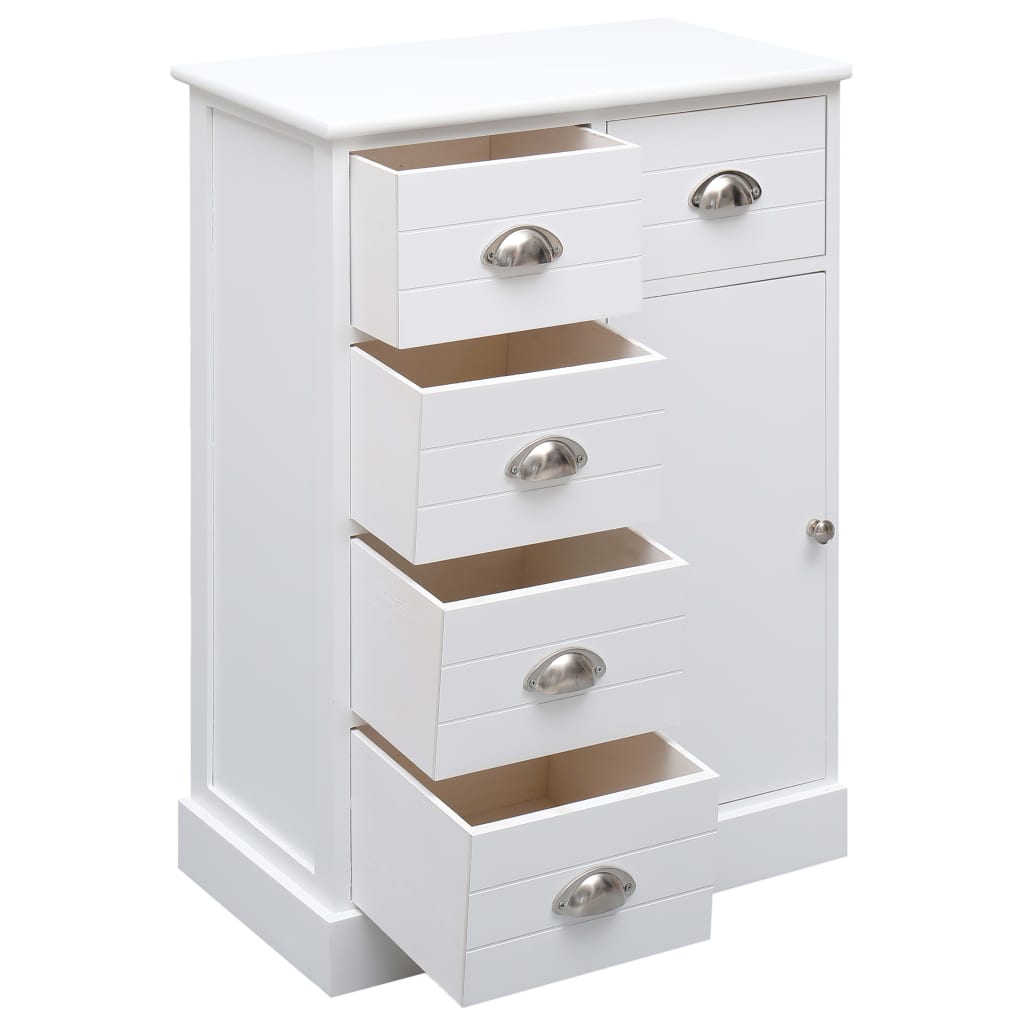 Buffet with 10 white drawers 113x30x79 cm wood