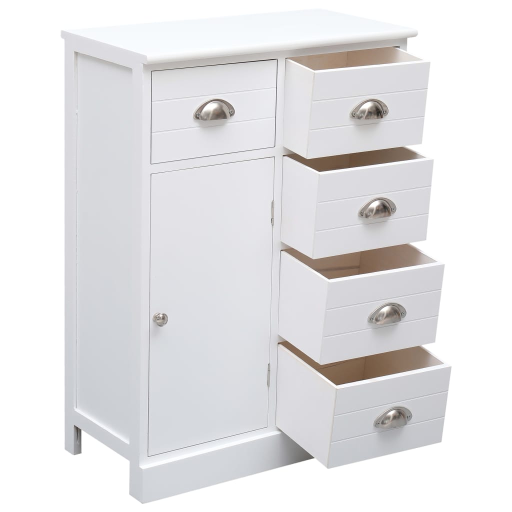 Buffet with 10 white drawers 113x30x79 cm wood