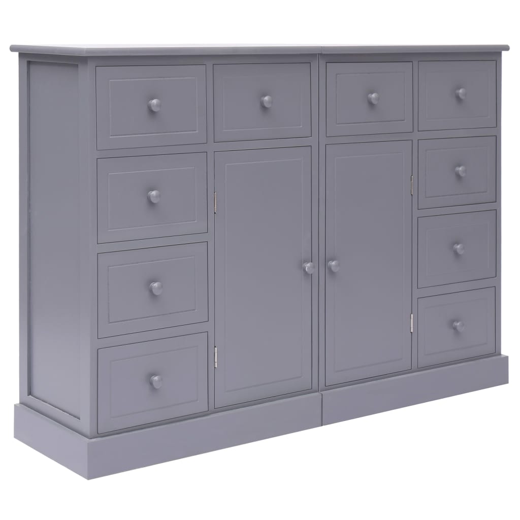 Buffet with 10 gray drawers 113x30x79 cm wood