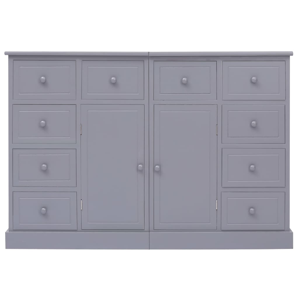 Buffet with 10 gray drawers 113x30x79 cm wood