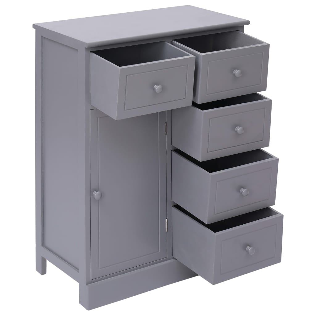 Buffet with 10 gray drawers 113x30x79 cm wood
