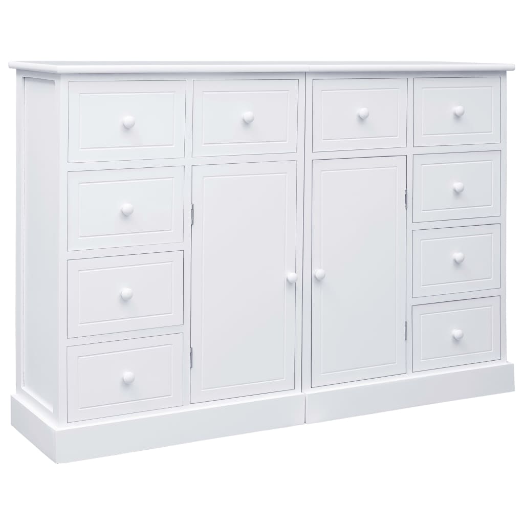 Buffet with 10 white drawers 113x30x79 cm wood