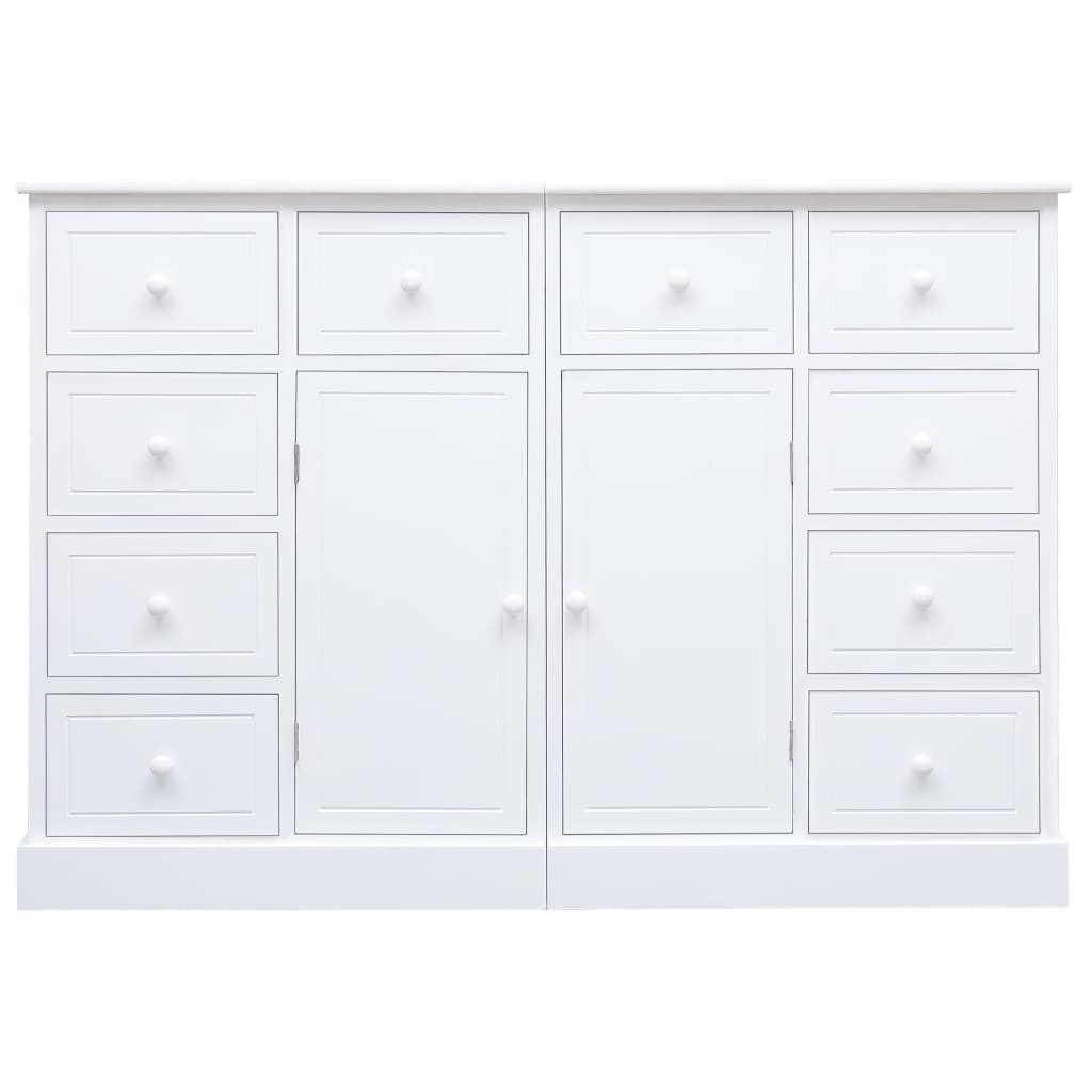 Buffet with 10 white drawers 113x30x79 cm wood