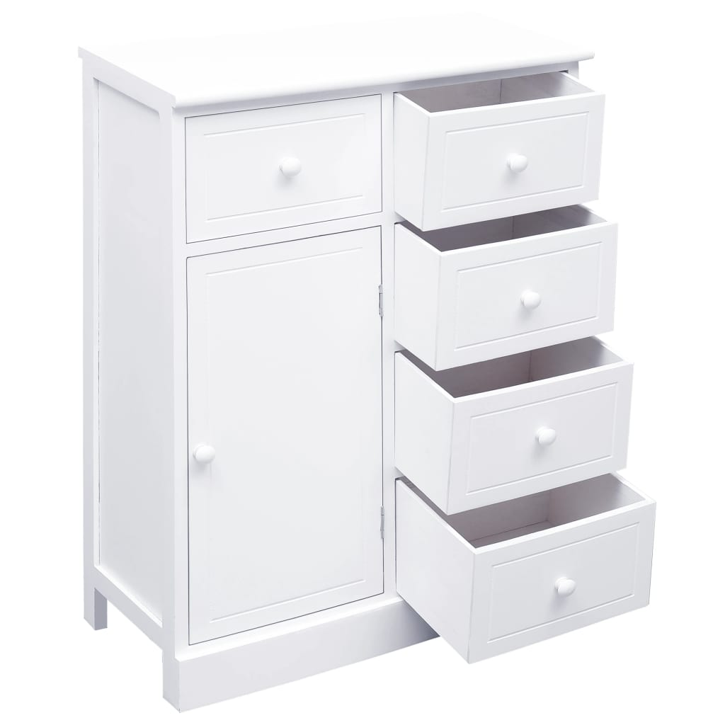 Buffet with 10 white drawers 113x30x79 cm wood
