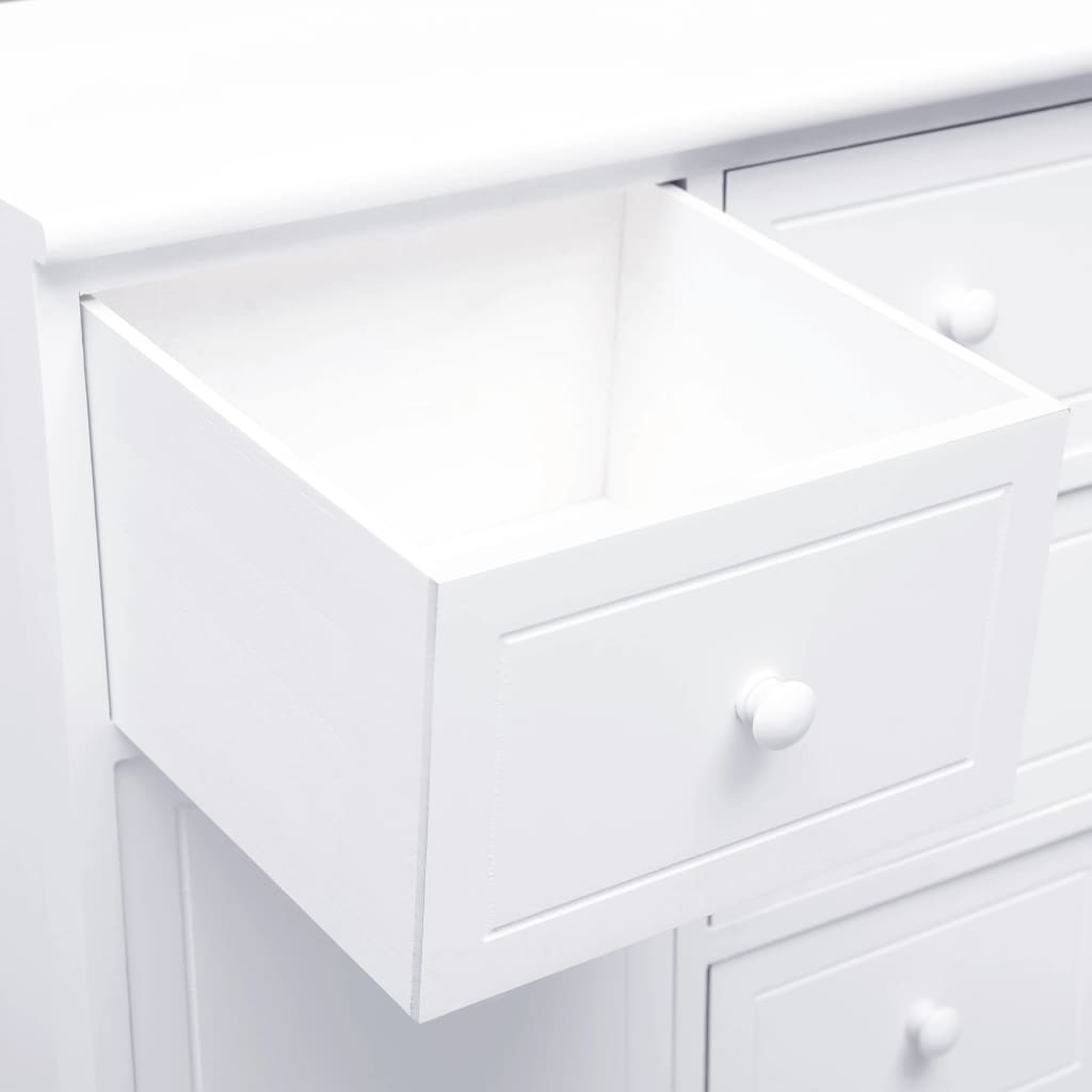 Buffet with 10 white drawers 113x30x79 cm wood