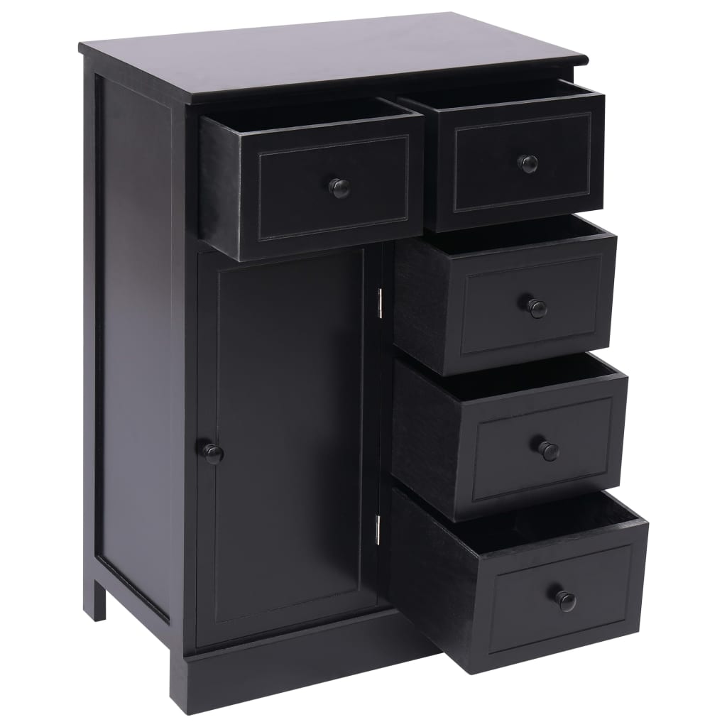 Buffet with 10 black drawers 113x30x79 cm wood