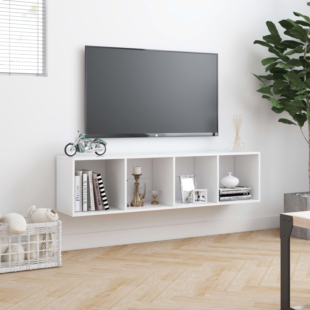 Library/White TV cabinet 143x30x36 cm