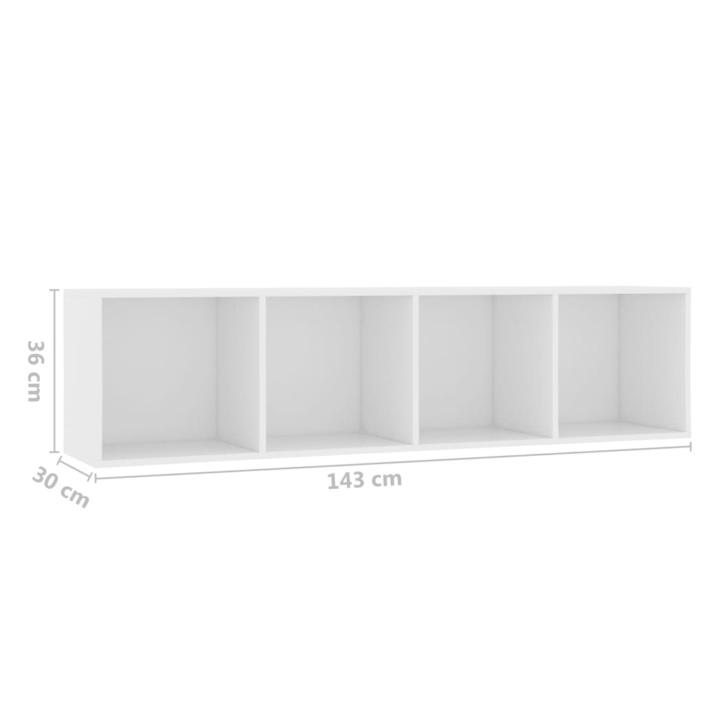 Library/White TV cabinet 143x30x36 cm