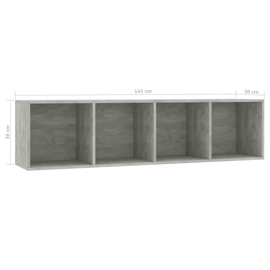 Libreria/porta TV Grigio cemento 143 x 30 x 36 cm