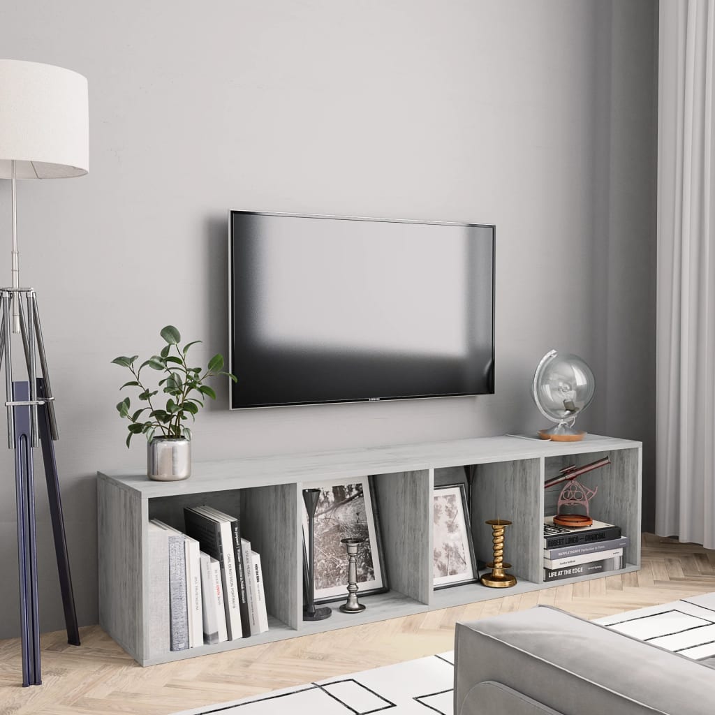 Library/Gray TV Cabinet Cement 143 x 30 x 36 cm