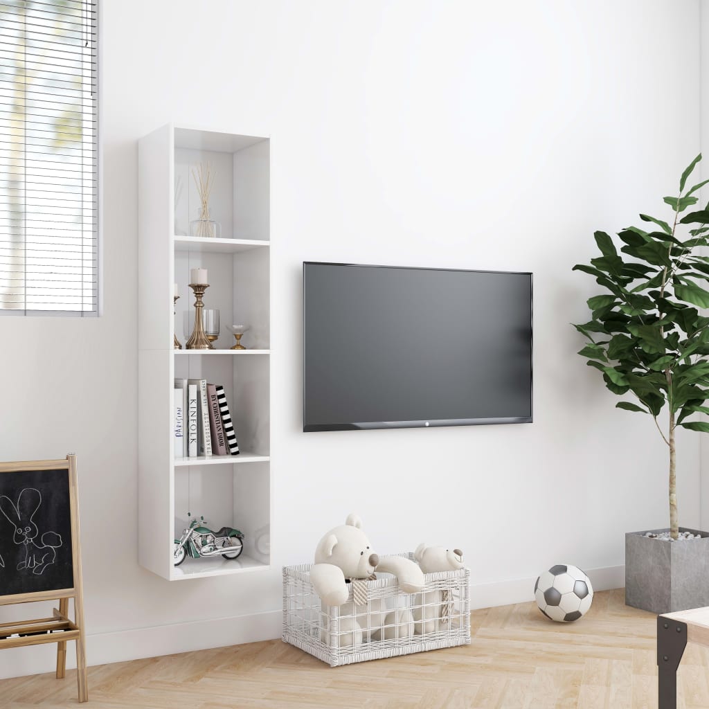 Library/brilliant white TV cabinet 143 x 30 x 36 cm