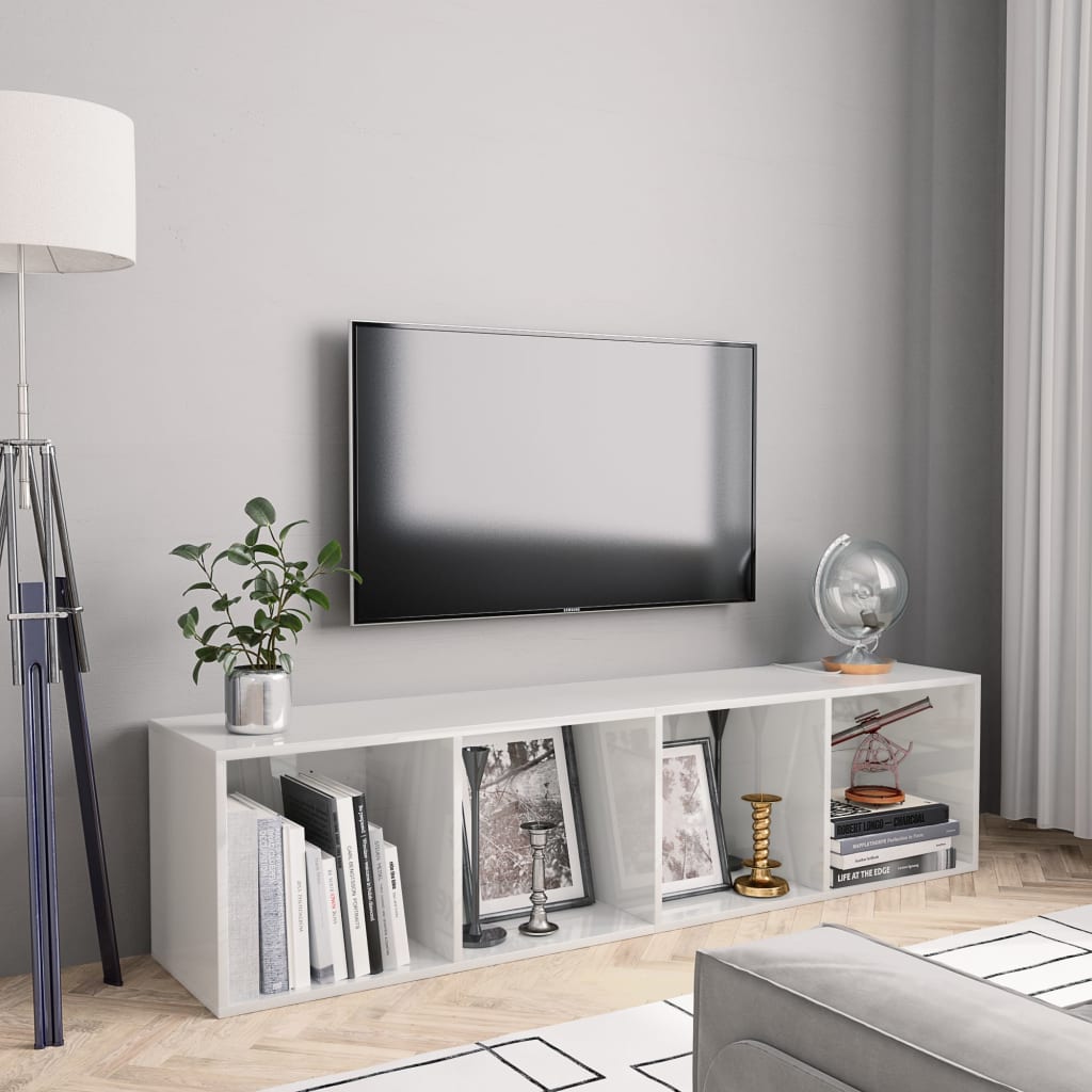 Bibliothek/brillanter weißer TV -Schrank 143 x 30 x 36 cm