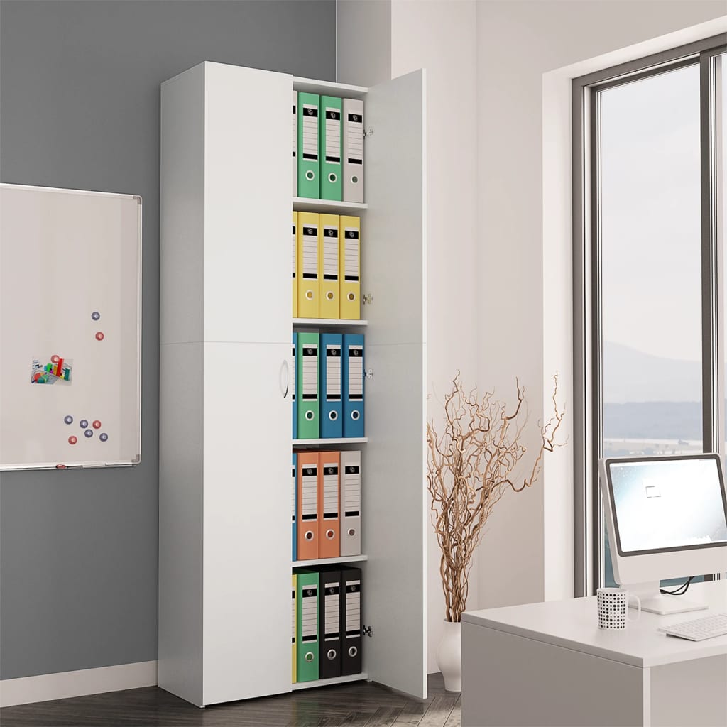 White office cabinet 60 x 32 x 190 cm Engineering wood