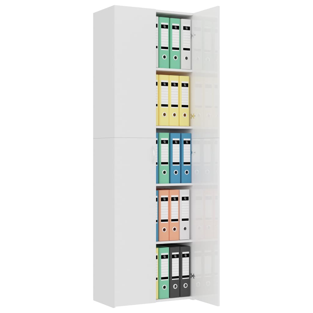 Cabinet da scrivania bianca lucido 60x32x190 cm agglomerato