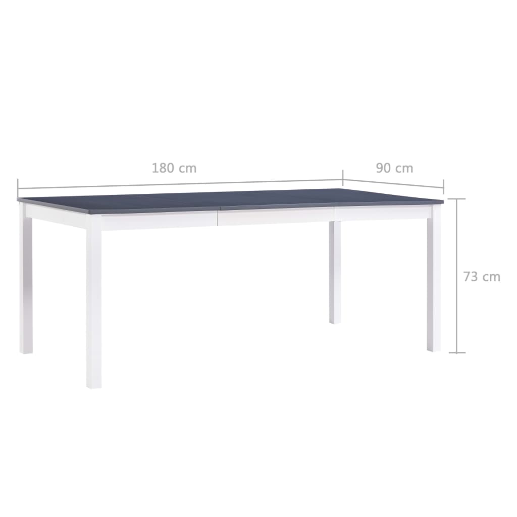 Table de salle à manger Blanc et gris 180 x 90 x 73 cm Pin