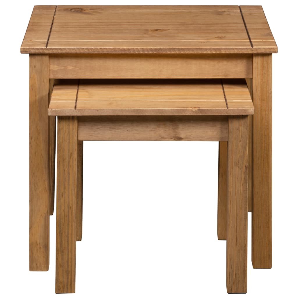Gigogne tables 2 pcs solid pine wood assortment panama