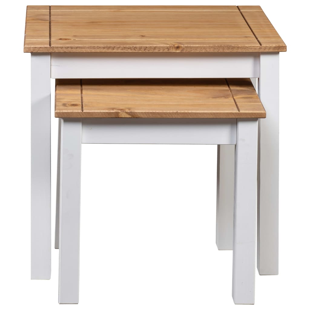 Gigogne tables 2pcs White Wood Solid Pin Assortment Panama