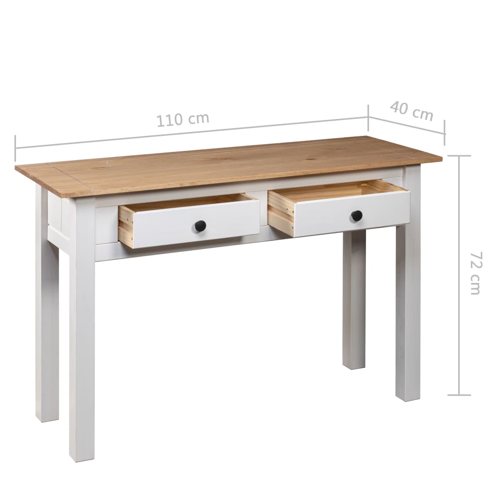 Table console Blanc 110x40x72 cm Pin solide Gamme Panama
