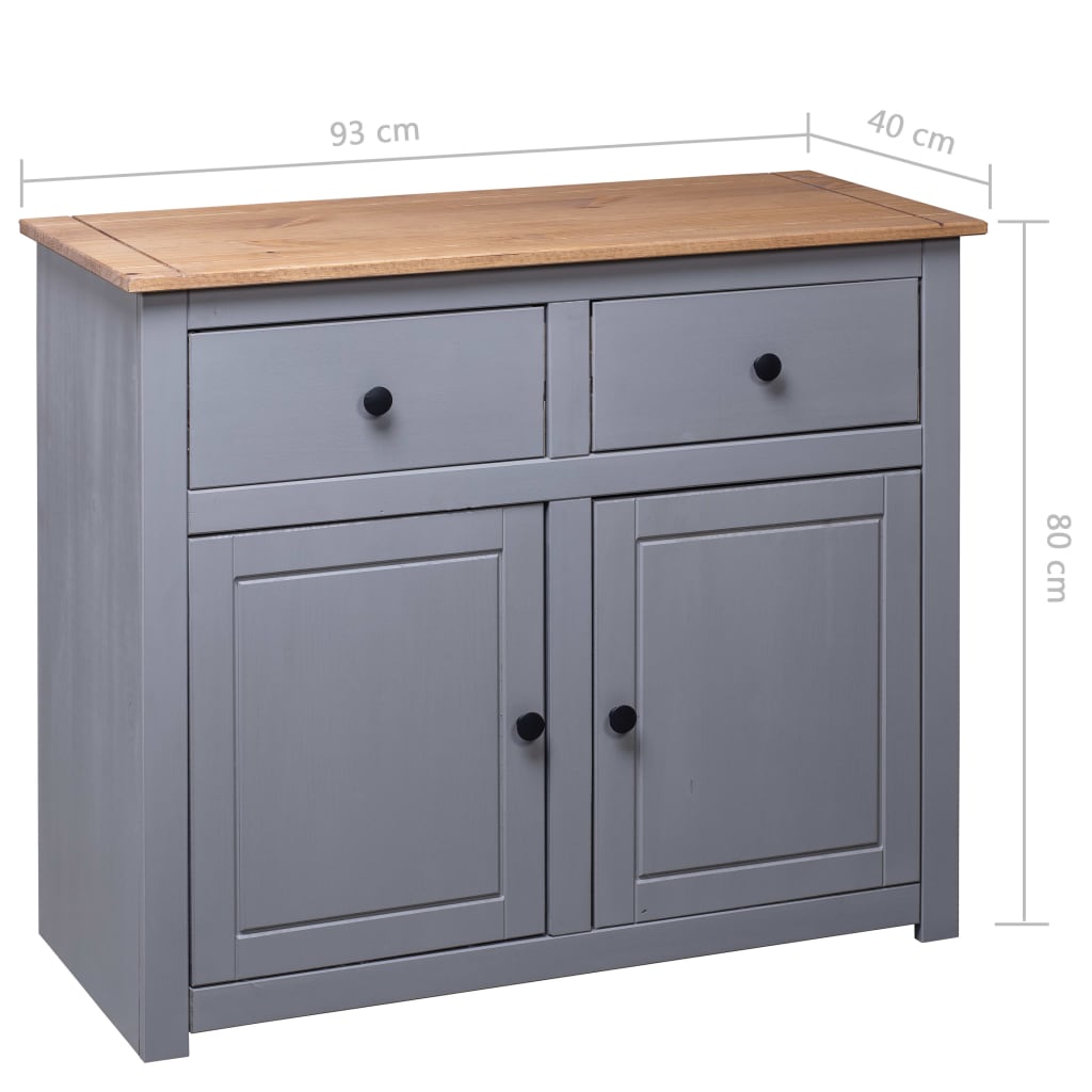 Buffet Gris 93x40x80 cm Pin solide Assortiment Panama