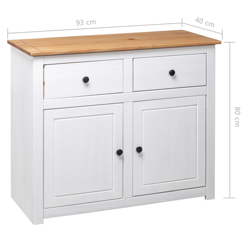 White buffet 93x40x80 cm Pin Panama range