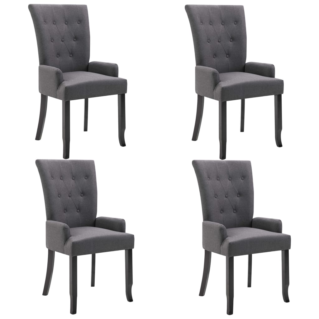 Dining chairs with armrests Lot of 4 dark gray fabric