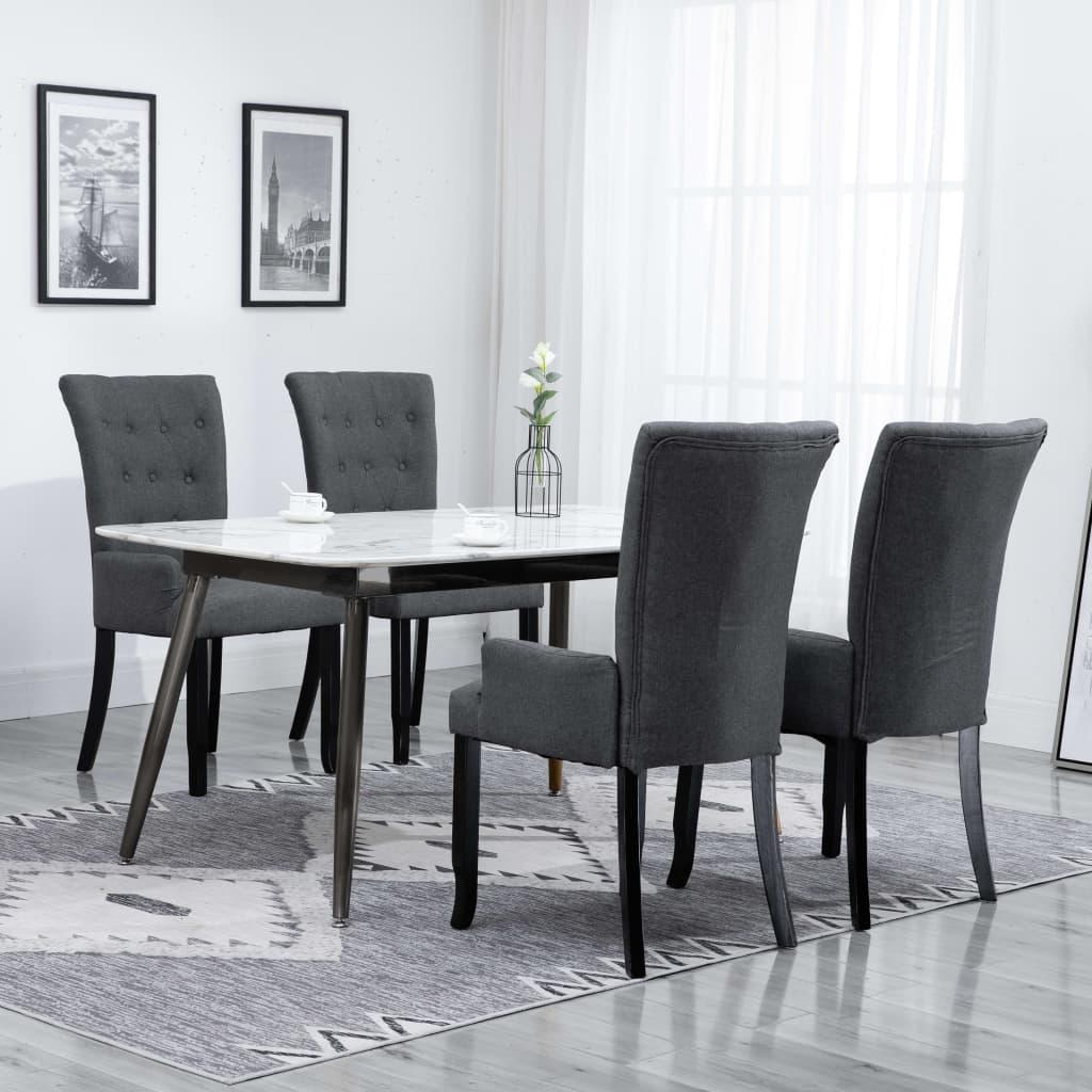 Dining chairs with armrests Lot of 4 dark gray fabric