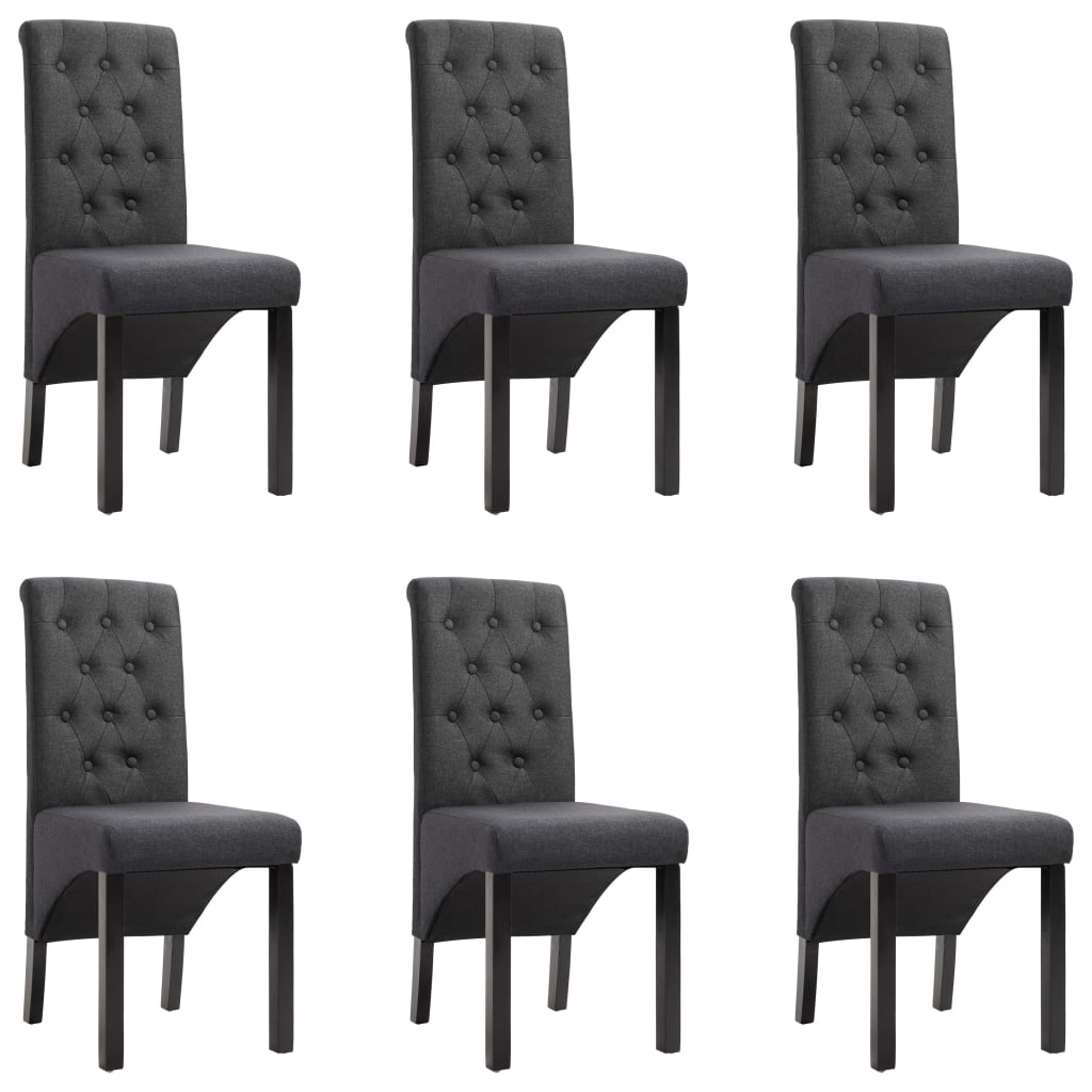 Esszimmerstühle Set von 6 dunkelgrauen Stoff