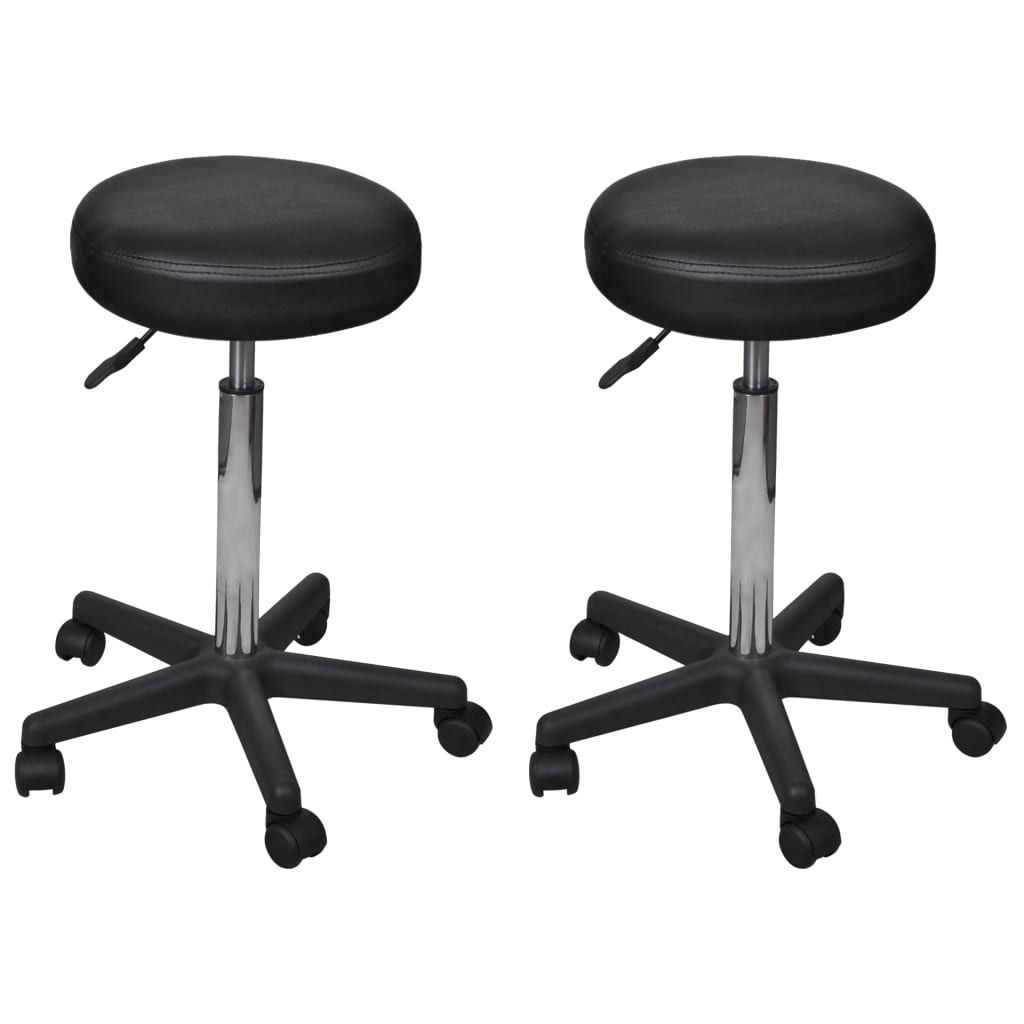 Office stools 2 pcs black 35.5x84 cm imitation leather