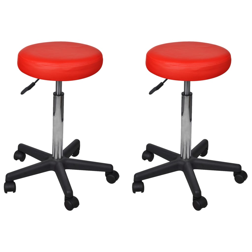 Office stools 2 pcs red 35.5x84 cm imitation leather