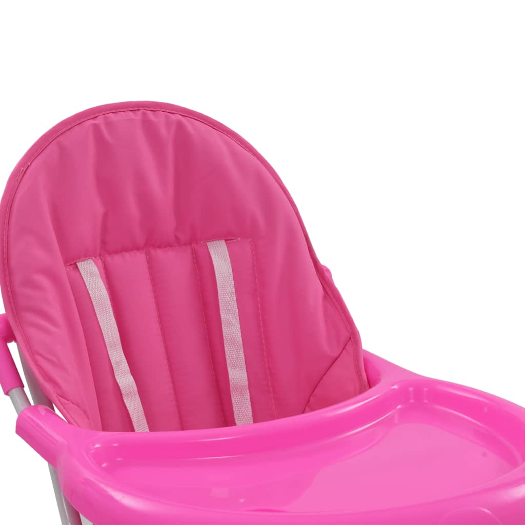 High sedia per bambini rosa e bianco