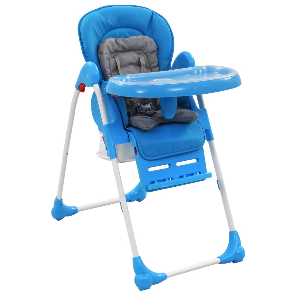 Blue and gray baby high chair