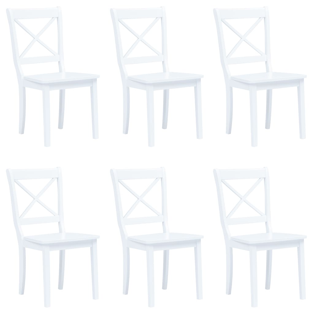 Chaises à manger lot de 6 blanc bois d'hévéa massif