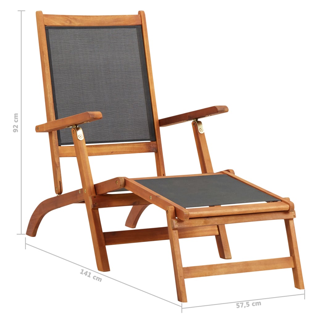 Chaise longue d'extérieur Bois d'acacia massif et textilene