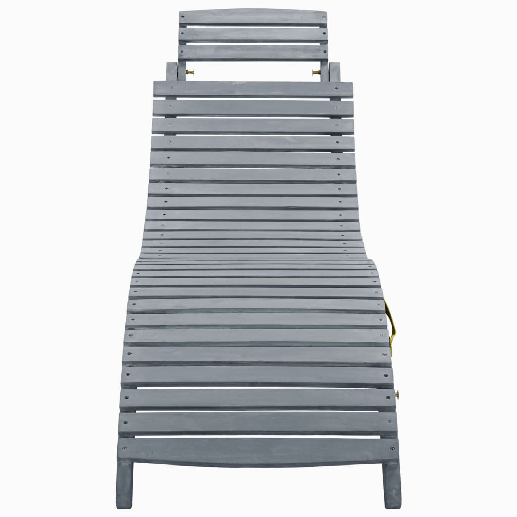 Chaise longue Délavage gris Bois d'acacia solide