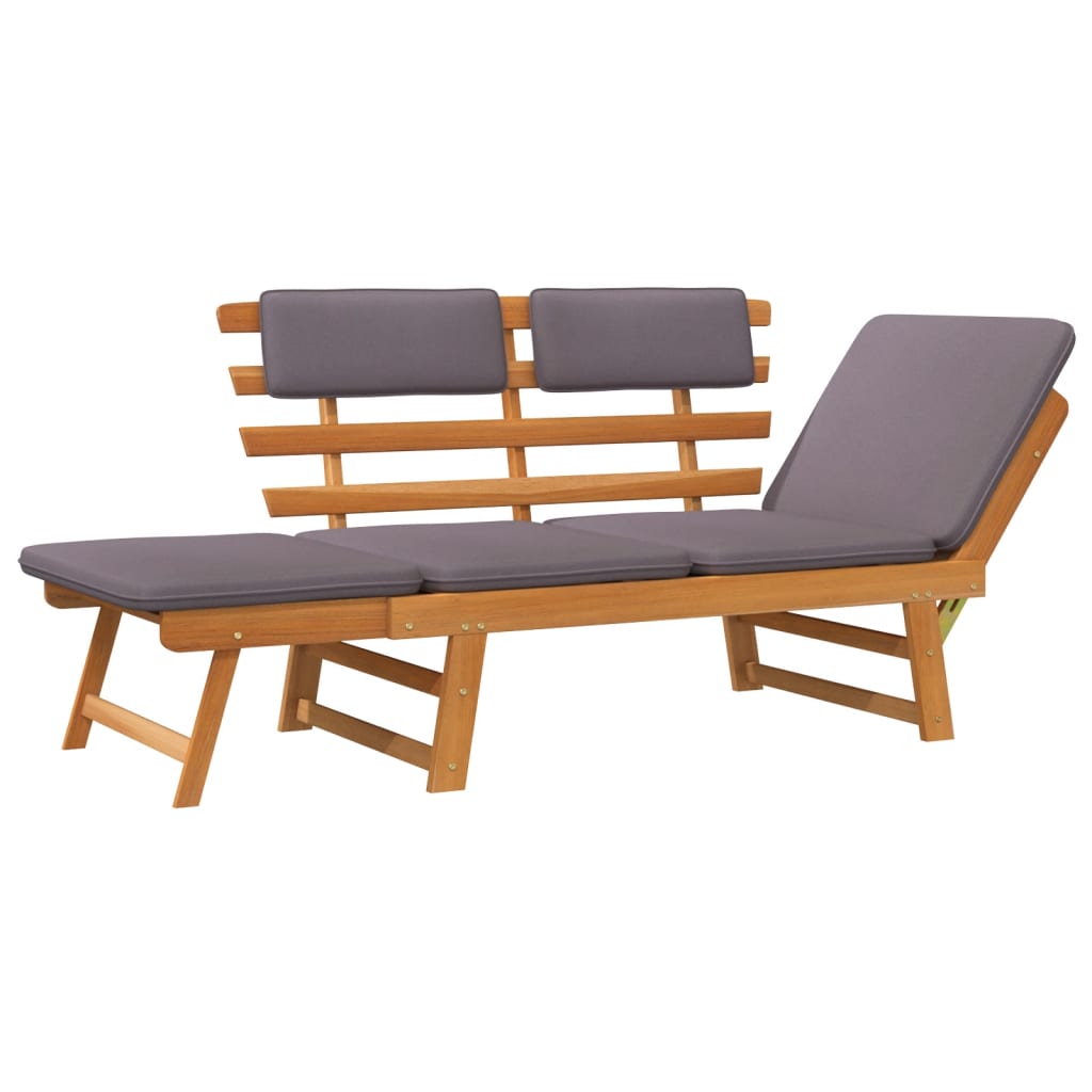 Long chair with cushion 2-in-1 190 cm Acacia solid wood