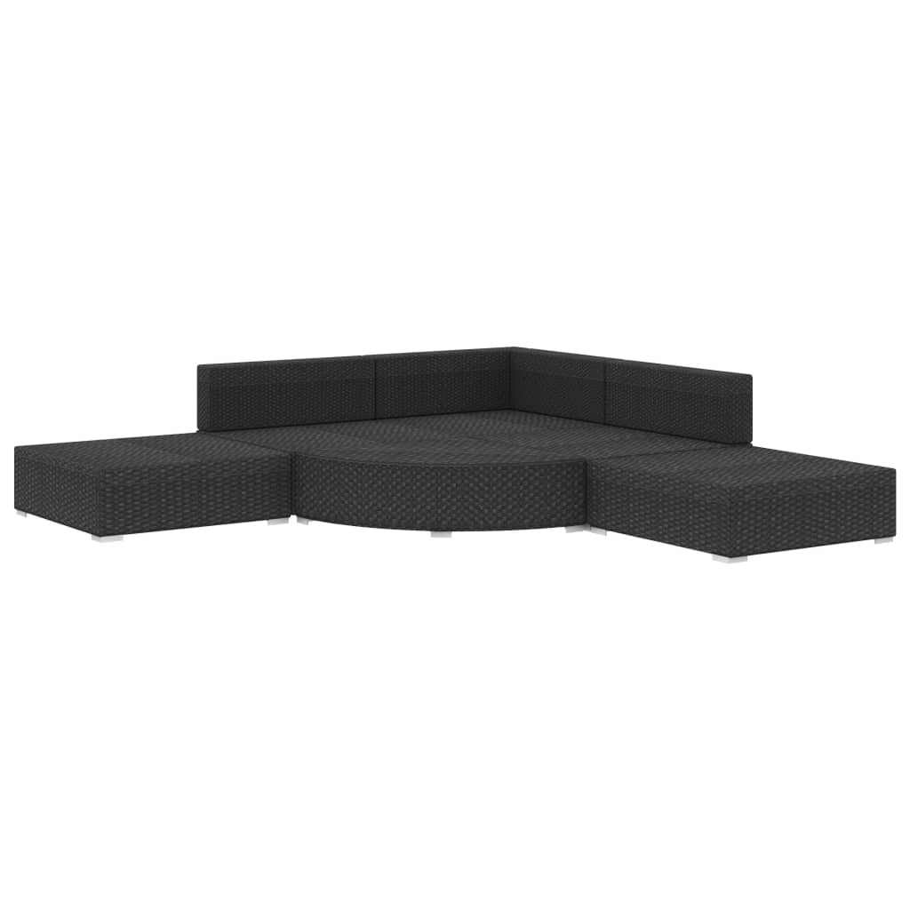 6 pcs garden furniture with black braided resin cushions