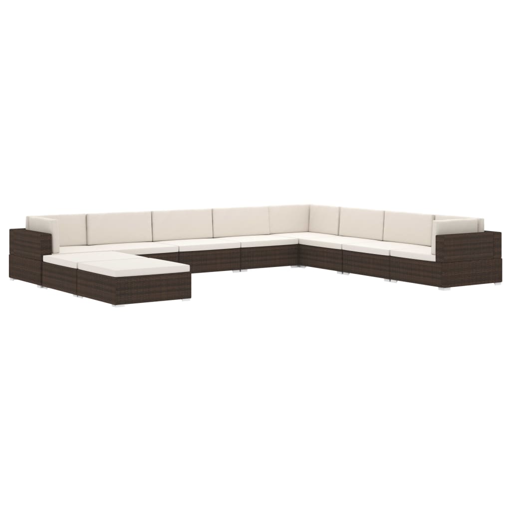 Sectional footrest 1 pc with brown braided resin cushion