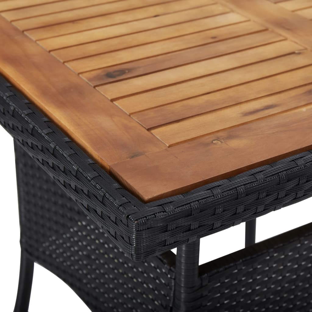 Outdoor furniture 5 pcs black braided resin and acacia wood