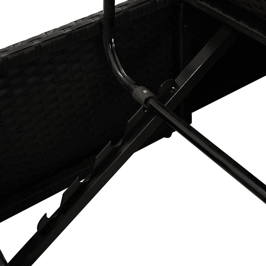Chaise longue avec coussins Résine tressée Noir